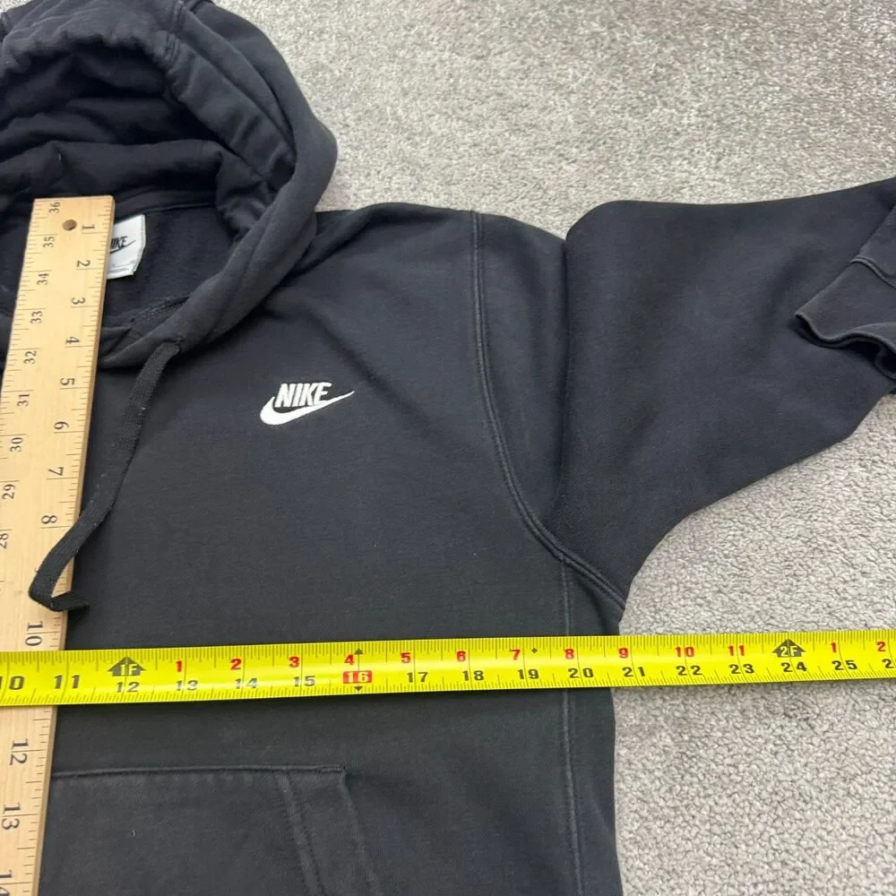 Nike Hoodie Pullover Sweatshirt Mens Small Black Fleece Drawstring Activewear
